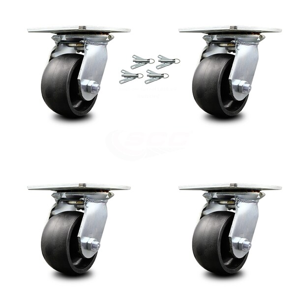 Service Caster 4 Inch Glass Filled Nylon Caster Set with Roller Bearings and Swivel Locks SCC SCC-35S420-GFNR-BSL-4 - main